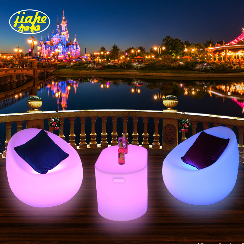 LED Bar Clear, table and chairs Creative luminous furniture Courtyard Tea Table Combinations Casual Table And Chairs Outdoor Backrest Sofa