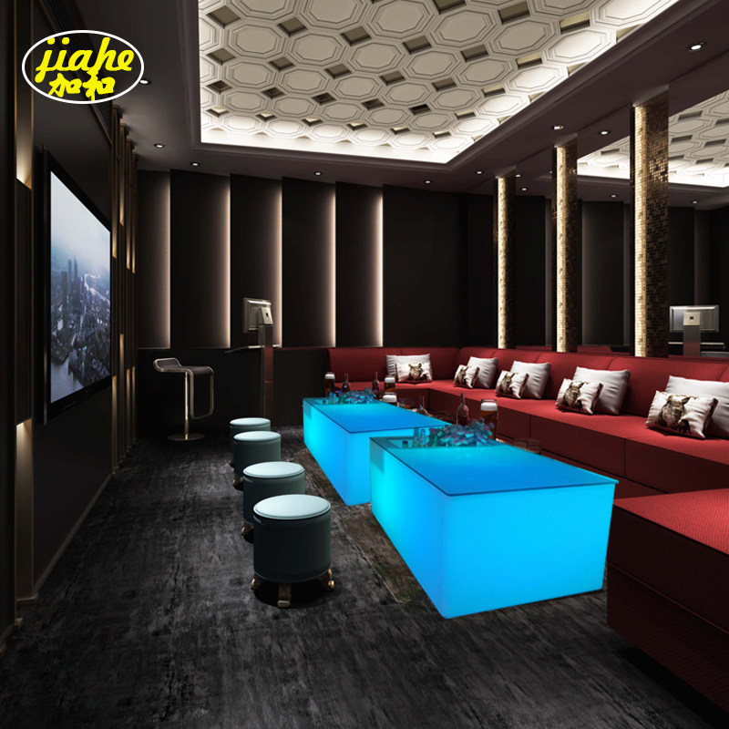 KTV coffee table Bar Nightclub box deck loose table LED luminous bar table Creative tempered glass colorful table