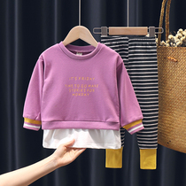 Girls spring suit 2021 new Korean version of the foreign style net red childrens two-piece set spring fashion child female baby