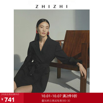 ZHIZHI Zhi ZHIZHI spring smoke suit dress female waist thin autumn New temperament small black skirt high environmental protection