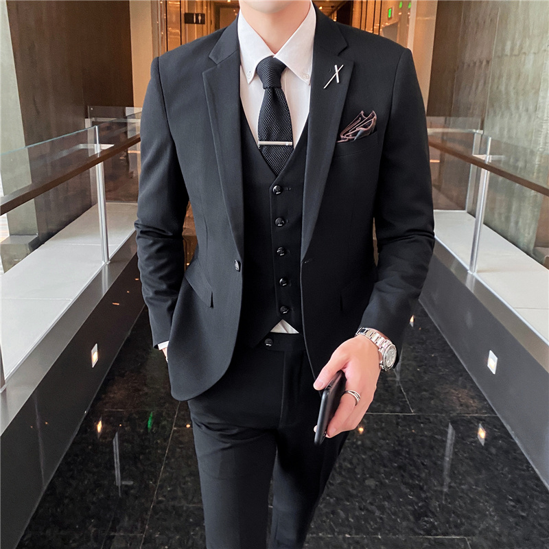 Men's suit suit groom's wedding in small suit wedding handsome in three sets of gown casual business positive dress