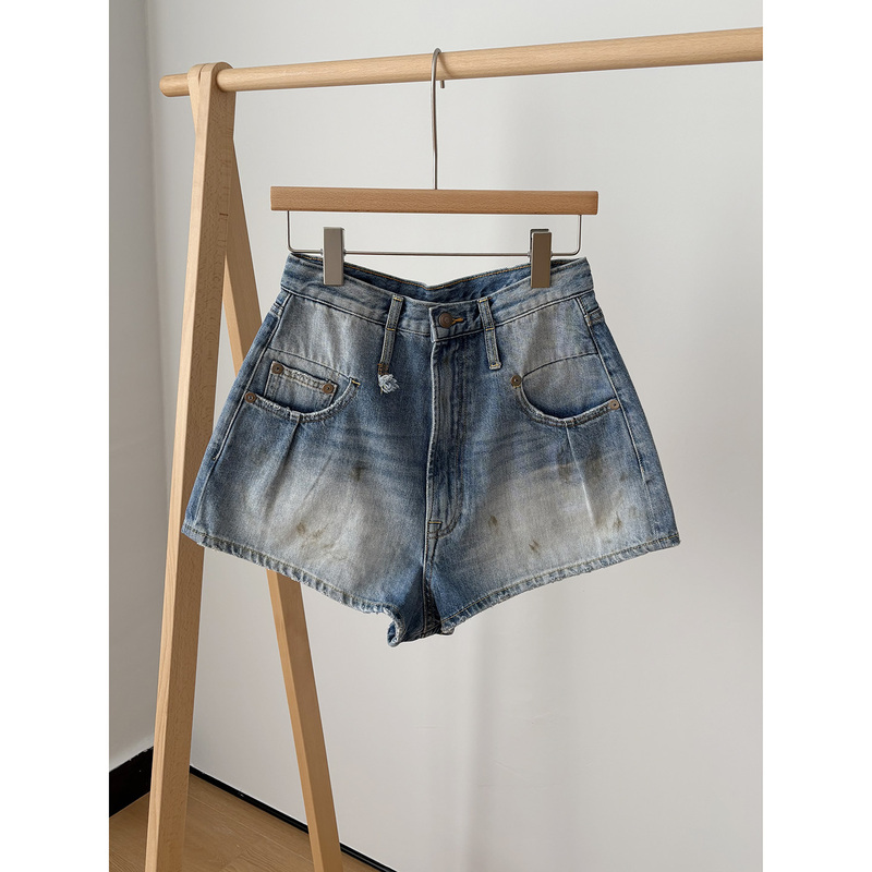 Denim Imported from Japan! Make Your Legs Longer and Slimmer! Double Belt High Waist Distressed Washed Women's Denim Shorts