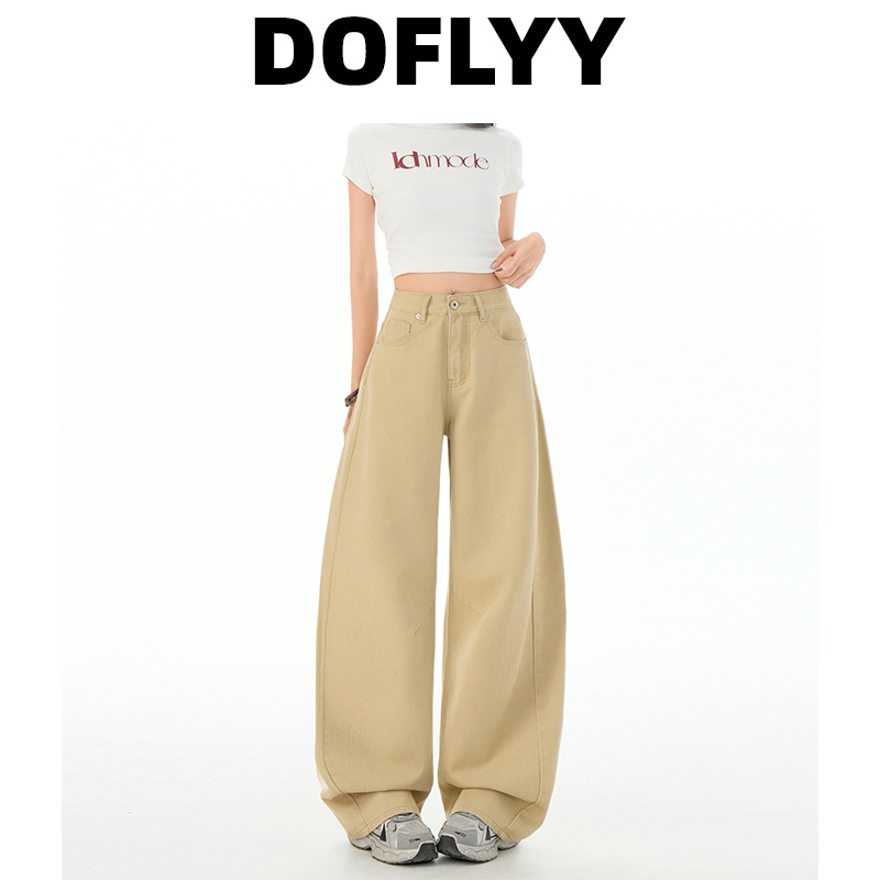 Doflyy Khaki Scimitar Jeans for Women 2025 Autumn New High-Waisted Hip-Covering Pear-Shaped Body Wide-Leg Pants Doflyy Khaki Scimitar Jeans for Women 2025 Autumn New High-Waisted Hip-Covering Pear-Shaped Body Wide-Leg Pants