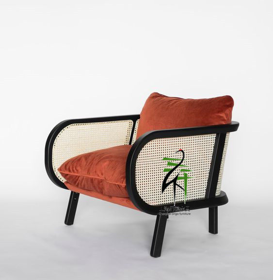 Southeast Asia Small family type Rattan single sofa New classical log Lazy Man Sofa Balcony Cloth Art Rattan Chair-Taobao