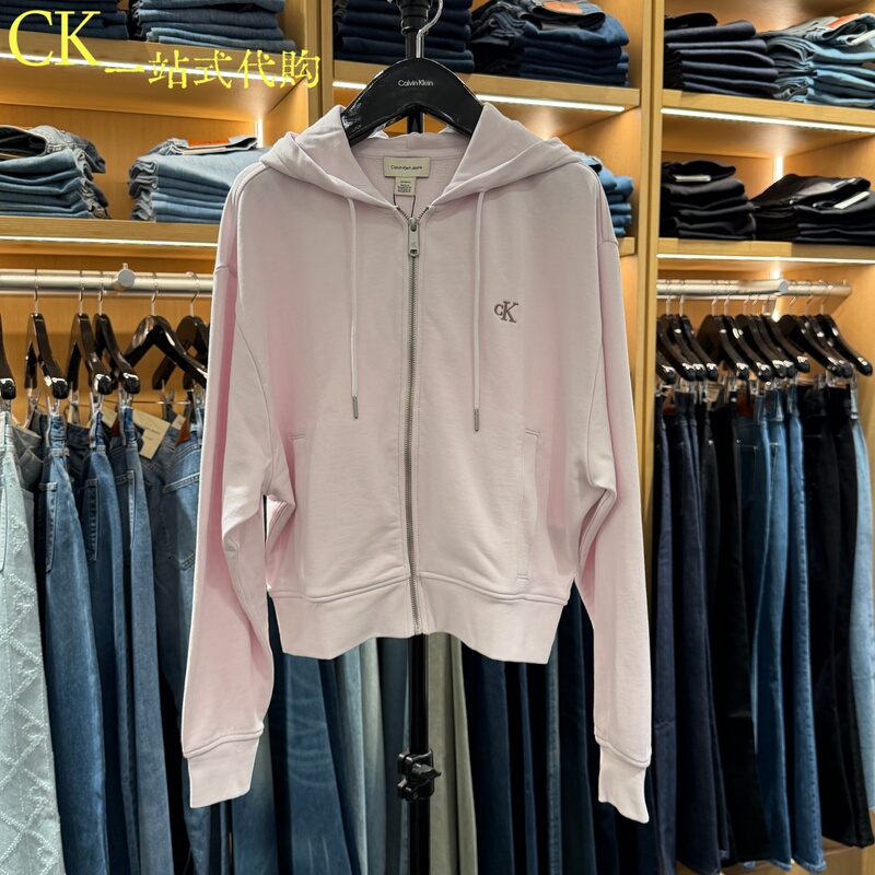 Calvin Klein/Ck Jeans Women's 2026 Autumn Simple Hooded Zipper Cardigan Sweatshirt 47F208G Calvin Klein/Ck Jeans Women's 2026 Autumn Simple Hooded Zipper Cardigan Sweatshirt 47F208G