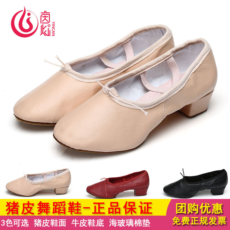 Women's Training Shoes with Heel Dance Shoes Soft-soled Teacher's Shoes with Heel Body Shoes Folk Dance Shoes Summer and Autumn