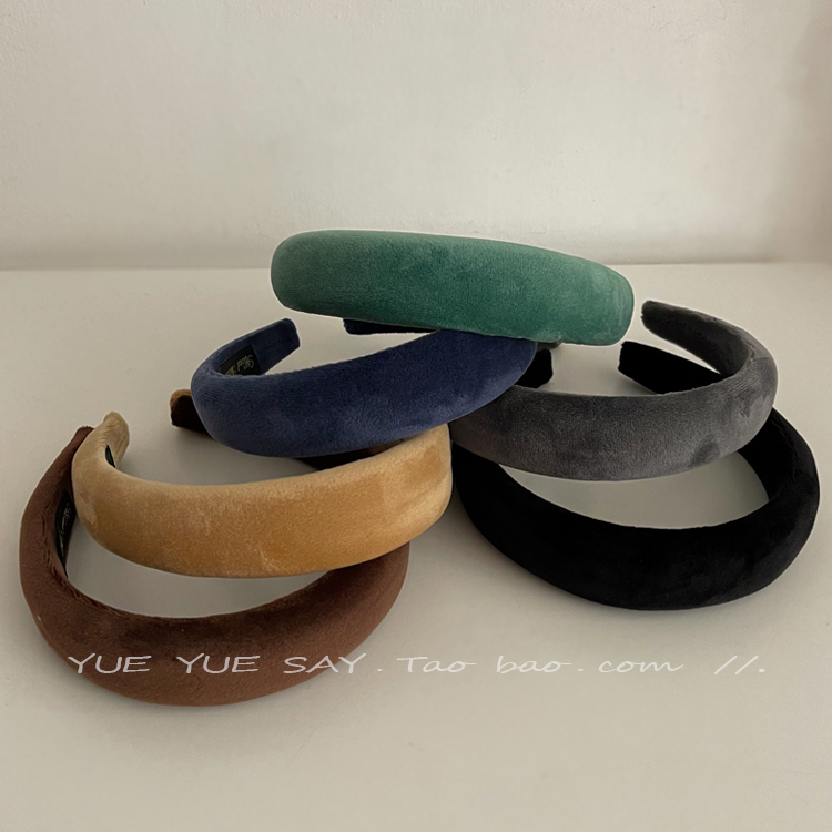 Chic Girl~ Retro Velvet Sponge Headband Korean Wide-Brimmed Headband High-End Versatile Elegant French-Style Hairband