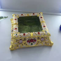 Russian coloured tin ashtrays Large number of washable squares golden silver château roses with fine smoke cylinders