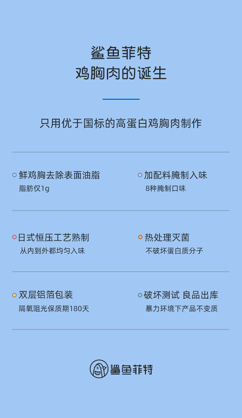 鲨鱼菲特 健身代餐 即食鸡胸肉 100g*7袋 多口味 图7