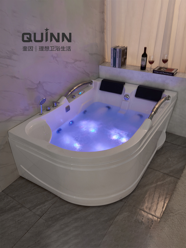 Quinn household adult acrylic bath Double couple massage thermostatic bath basin Double armrest bath 1 8 meters