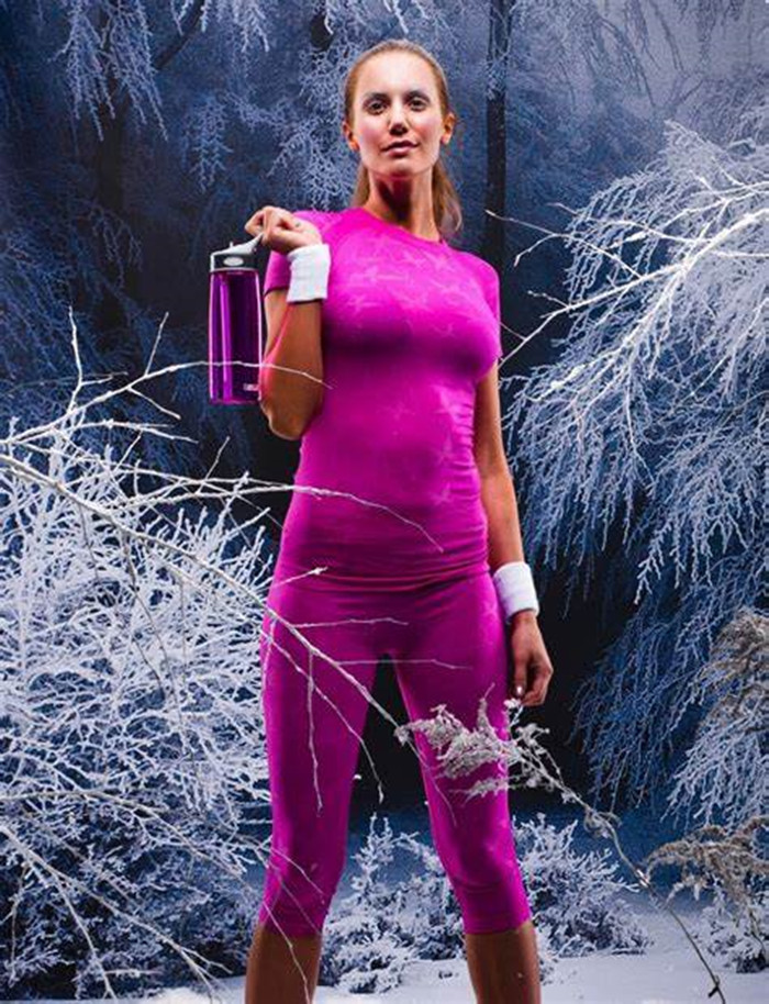 Original single karitraa women's running yoga training short sleeves tight fit gym knit seamless elastic sweatshirt speed dry clothes