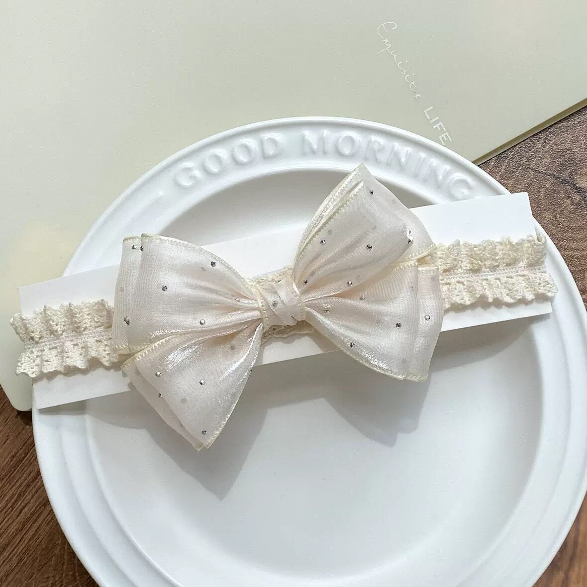 韩版夏季女宝宝蝴蝶结公主发饰婴幼儿超仙满月头花婴儿百天发带 — 12