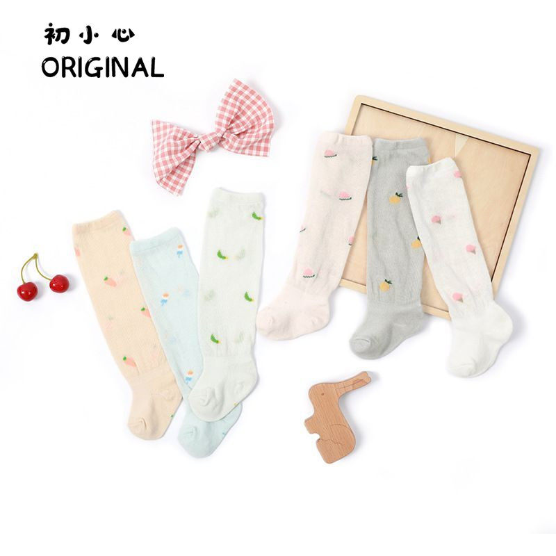 Children's spring summer thin section Long cylinder socks male and female baby mesh socks newborn Songkou Anti-mosquito socks Baby pure cotton socks