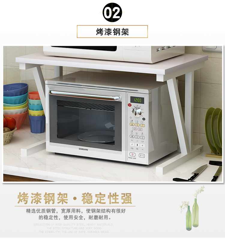 Bếp lò vi sóng kệ hai lớp không đục lỗ đa chức năng bàn đơn giản hộ gia đình kệ lưu trữ đôi kệ - Kệ kệ giá sách