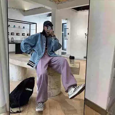 BLACK homemade sweatpants women 2021 Spring and Autumn New Korean version of loose students Joker feet casual pants tide