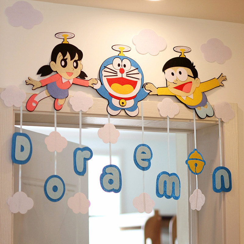 Doxa A Dream Dings When the cat Kindergarten Ring Creative Classroom Corridor Gate Curtain Decoration Children Diy Unwoven Fabric Materials