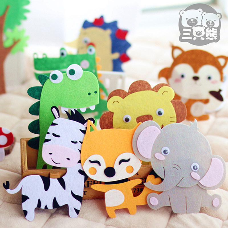 Kindergarten Rings Tron of children Diy handmade unwoven cloth Collage Patches Forest Animals Zodiac Materials