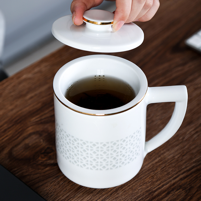 Jingdezhen ceramic cup and exquisite) home a cup of tea with cover the boss separation filter cup cup office cup