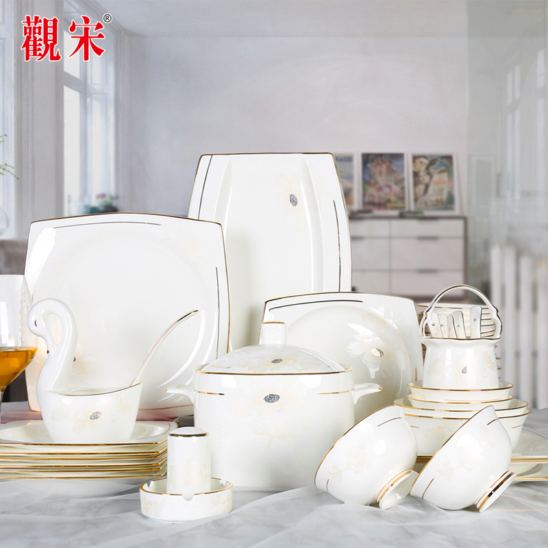 The View of song View of song dynasty jingdezhen gold edge paint edge European - style ipads China modern household ceramics tableware suit