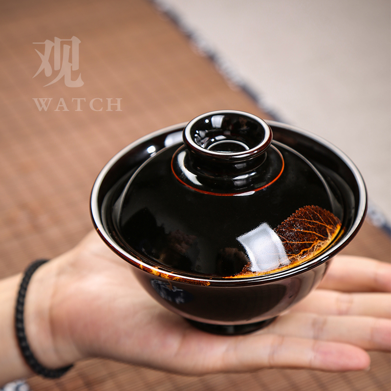 Konoha temmoku tureen jingdezhen ceramics sharply black glaze tea set jizhou up three to a single manual tureen tureen