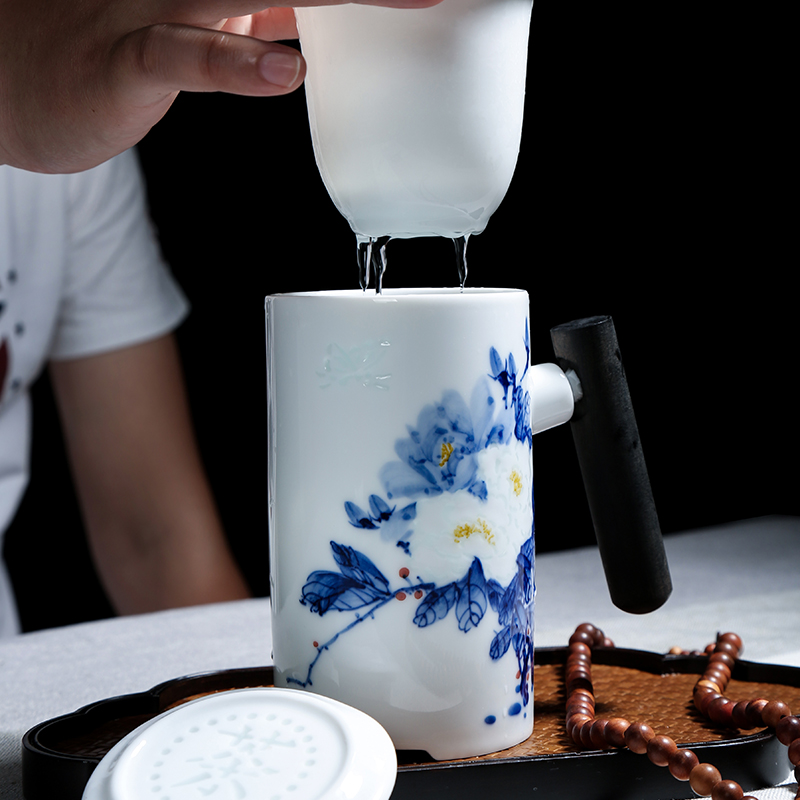 The View of song dynasty jingdezhen blue and white and exquisite hand - made glass ceramic separation) glass ceramic cups porcelain tea cups