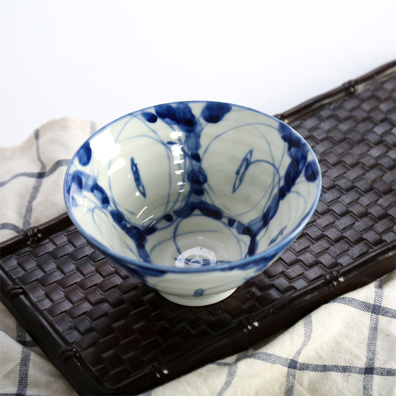 Jingdezhen bowls by hand under the hand of blue and white porcelain glaze color restoring ancient ways of Chinese style ceramic bowl bowl individual household jobs list