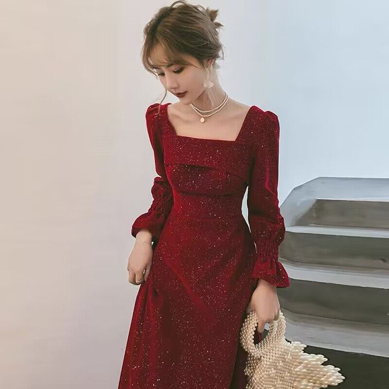 2026 Autumn/Winter New Toasting Dress Evening Gown Little Red Dress Long Dress High-End Red Dress 2026 Autumn/Winter New Toasting Dress Evening Gown Little Red Dress Long Dress High-End Red Dress