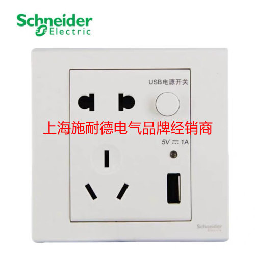 Schneider switch socket Ruyi 10A two-three-pole five-hole with USB charging socket EV15 -10USB