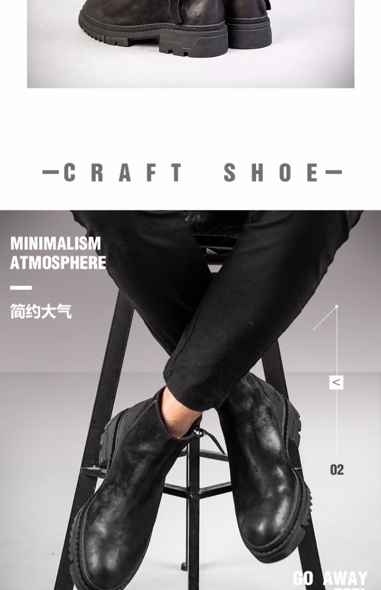 Giày cao cổ nam Martin boot nam Giày da cao cấp cộng với giày nhung nam Phiên bản Hàn Quốc của xu hướng tay áo Chelsea boot nam giày cao cổ nam thể thao