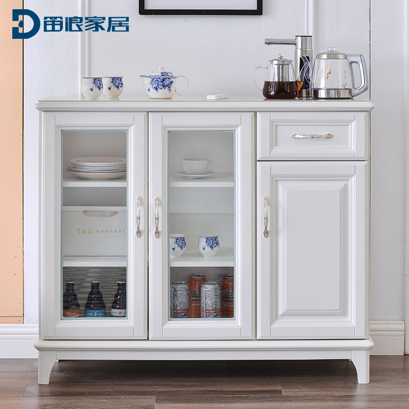 Flute Tea Bar Tea Bar All Solid Wood Household Three Doors Multifunction Storage Tea Water Cabinet Lower Standing Water Dispenser Cold And Hot Cabinet