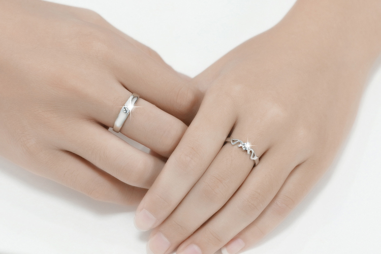 S925 sterling silver couple nhẫn nam giới và phụ nữ một cặp sinh viên Nhật Bản và Hàn Quốc hoang dã đơn giản sống miệng để vòng liên kết món quà ngày