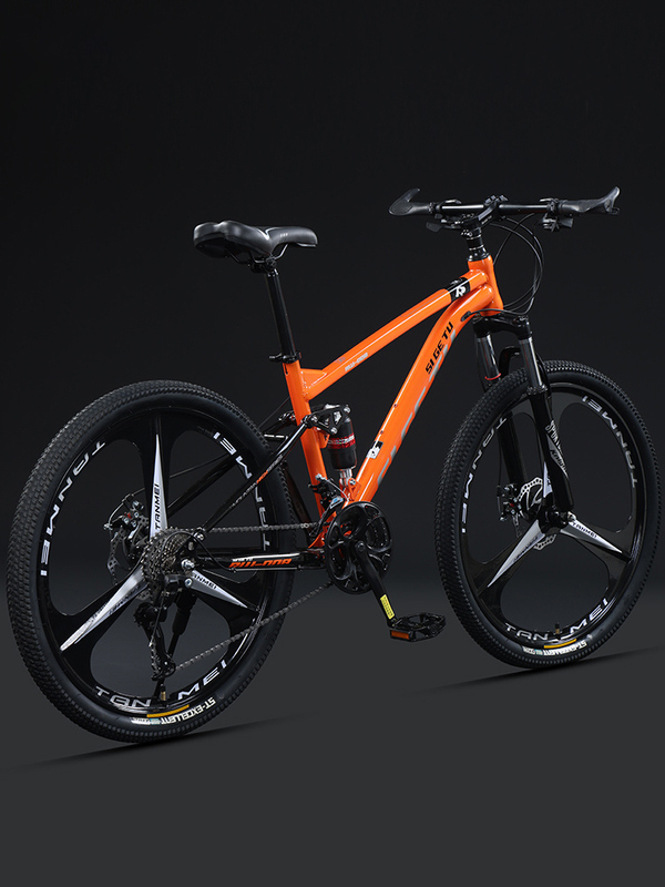 Soft-Tail Mountain Bikes for Men and Women, Adults, Teenagers, Students, with Variable Speed, Dual Disc Brakes, Off-Road Dual Shock Absorbers, Racing Bicycles