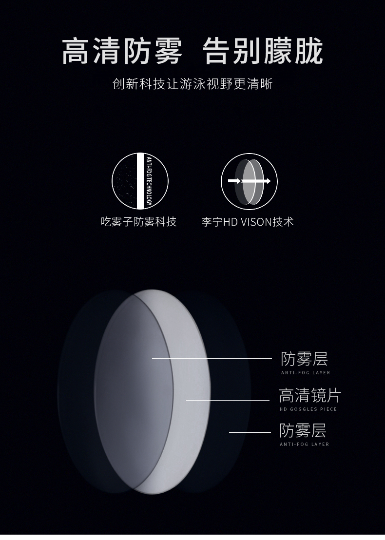Kính râm Li Ning kính bơi dành cho người lớn HD chống sương mù hộp lớn nam và nữ thiết bị bơi phù hợp với kính bảo hộ - Goggles kính bơi có ống thở