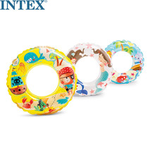 INTEX childrens swimming ring cartoon inflatable cute swimming ring thickened floating ring male and female children 6 to 10 years old children