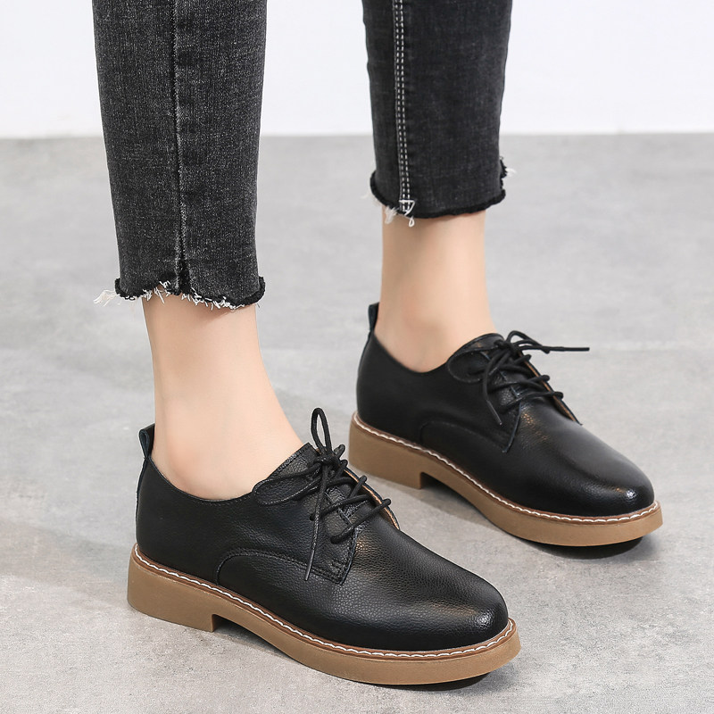 Spider King small leather shoes women's all-match 2022 new leather bag shoes flat black British style women