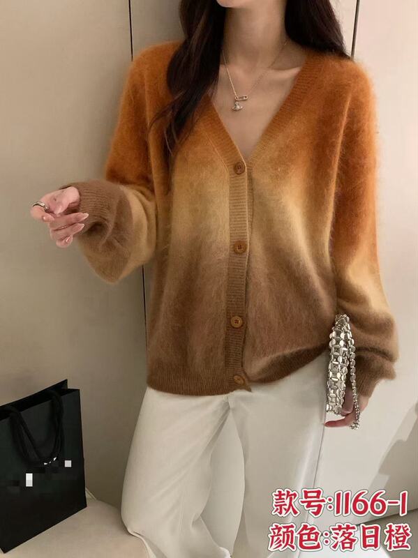 802-Baby Lamb Fleece | Sunset Gradient Color Sweater for Women, Loose Round Neck Pullover Knitted Cardigan for Autumn and Winter 802-Baby Lamb Fleece | Sunset Gradient Color Sweater for Women, Loose Round Neck Pullover Knitted Cardigan for Autumn and Winter