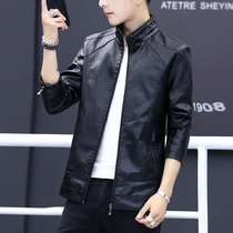 Mens coat Autumn New slim body Korean casual trend handsome spring and autumn motorcycle leather jacket mens coat