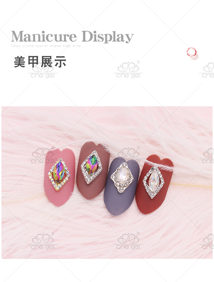 Nail Art Jewelry AB Crystal Big Diamond Love Nhiều màu rhinestone Nail Sticker Công cụ hợp kim Nhật Bản Nail Ba Lan K11 đèn led làm nail