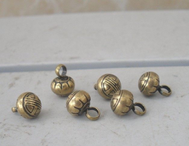Solid brass snap button pendant Longevity pattern copper bead jewelry pendant Vintage brass snap button