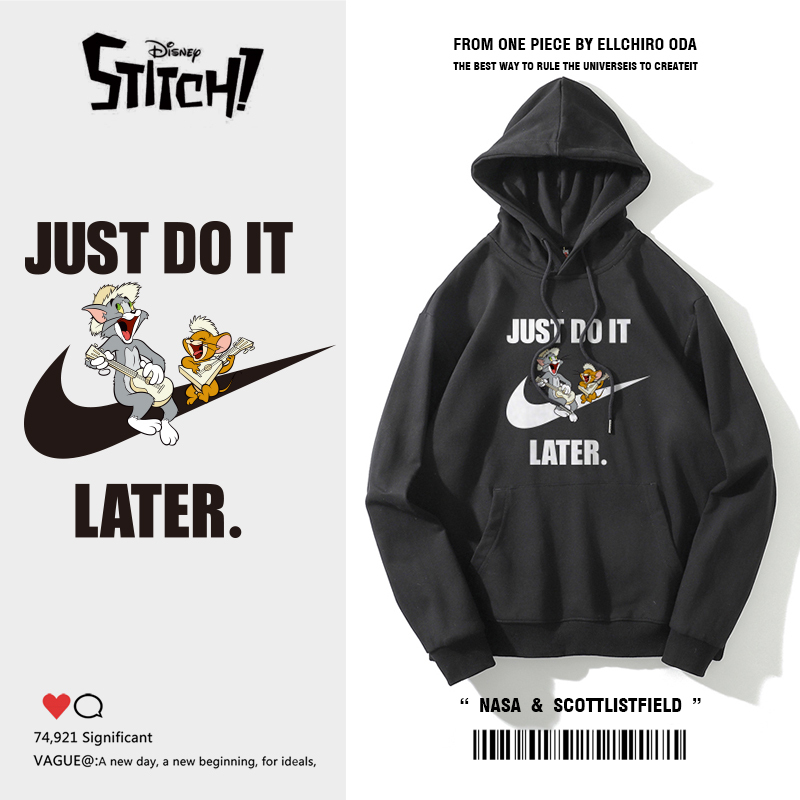 Cartoon Cat and Mouse Hooded Sweatshirt Spring and Autumn Couple's Outfit Loose Trendy Brand Spring Fleece Ins Trendy Unisex Jacket