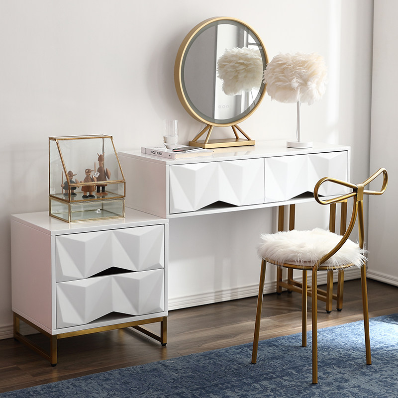Net red ins Makeup Table Containing Cabinet Integrated multifunctional make-up table with lamp modern minimalist bedroom bucket cabinet Composition