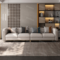 Light Extravagant Real Leather Sofa Composition Living-room Size Family Style Postmodern Minimalist Leather Art Sofa Trio Furniture