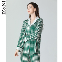 IIZZINI 2022 home dress womens spring and autumn long sleeves ice silk retro giveog luxurious long pants pyjamas
