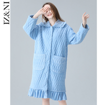Special clearance ~ nightgown female winter long sleeve coral velvet lotus leaf collar loose thick cotton cotton sweet pajamas women bathrobe