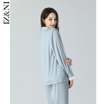 IIZZINI 2022 pyjamas womens spring and autumn long sleeves ice silk agaric side small crowdsourced luxurious trousers stay-at-home suit