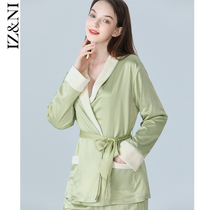 IIZZINI Original 2021 Sleeping Women Winter Long sleeves Brief Ice Velvet Warm Net Color Home Suit Suit