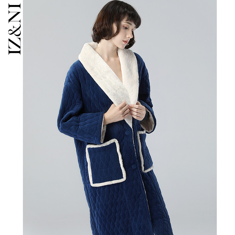 Special clearance ~ 2021 dressing gown women coral velvet three layer thick plus velvet cotton loose pajamas bathrobe