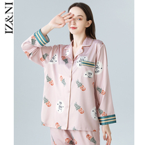 IIZZINI 2022 home conserved ladies spring and autumn long sleeves ice-pineapple printed sweet and long pants loose sleepwear suit