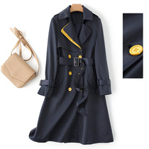 Big Brands Light Extravagant Cut of Tender Foreign Trade Exit Tail single European and American original single autumn and double-row buttondown collar with long style coat of wind
