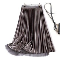 Exit France Foreign trade Womens tails Single cut Mark Mall Withdrawal discount Two sides wearing gold velvet mesh veil half-body dress